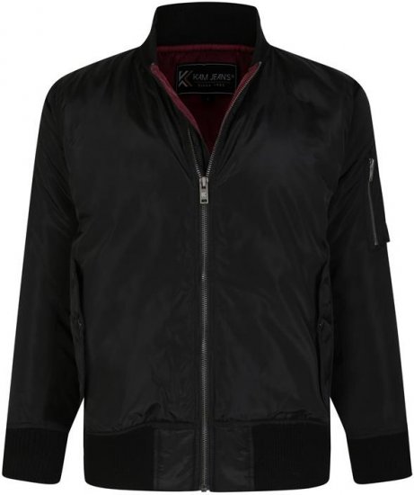 Kam Jeans KV126 Traditional Style Bomber Jacket Black - Jassen - Grote Maten Herenjassen