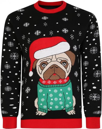 Kam Jeans X024 Bulldog Santa Xmas Sweatshirt Black - Sweaters & hoodies - Sweaters & Hoodies Grote Maten Heren