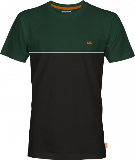 Motley Denim Athens Two-Toned T-Shirt Black/Racing Green - T-shirts - Grote Maten T-shirts Heren