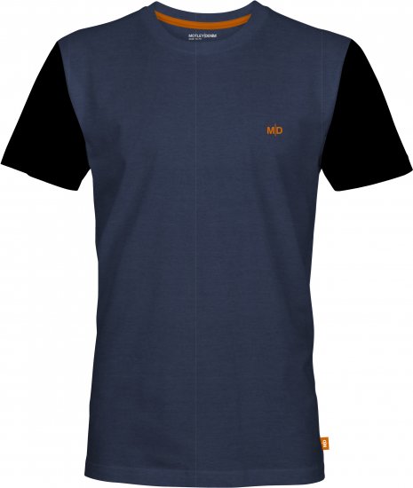 Motley Denim Granada Black Short Sleeved T-Shirt Dark Indigo - T-shirts - Grote Maten T-shirts Heren