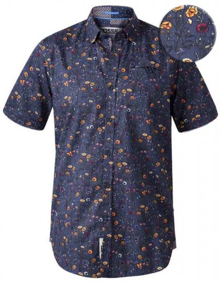 D555 Medway Floral Ao Print Short Sleeve Shirt - Hemden - Overhemden Grote Maten Heren