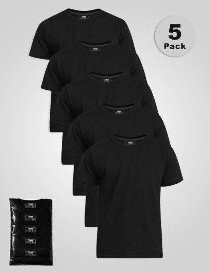 D555 Smartly T-shirt ronde hals Zwart set van 5 - T-shirts - Grote Maten T-shirts Heren