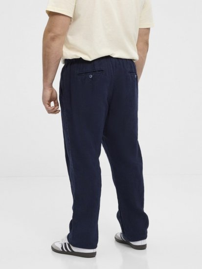North Latitude 51142 Linnen broek met elastische taille Donkerblauw - Jeans & broeken - Jeans & Broeken Grote Maten Heren