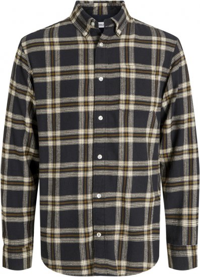 Jack & Jones Classic Flannel Long Sleeve Shirt Black - Hemden - Overhemden Grote Maten Heren