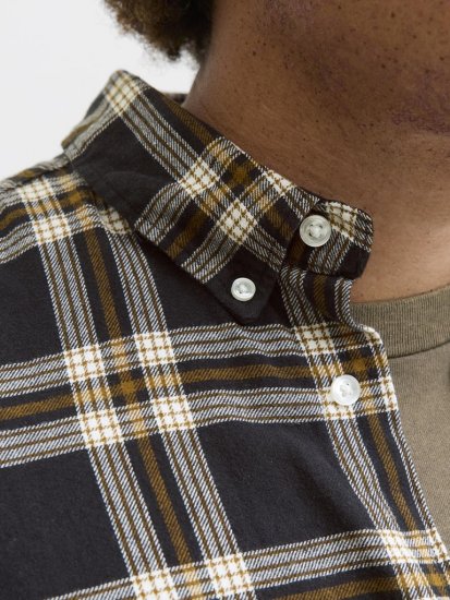 Jack & Jones Classic Flannel Long Sleeve Shirt Black - Hemden - Overhemden Grote Maten Heren