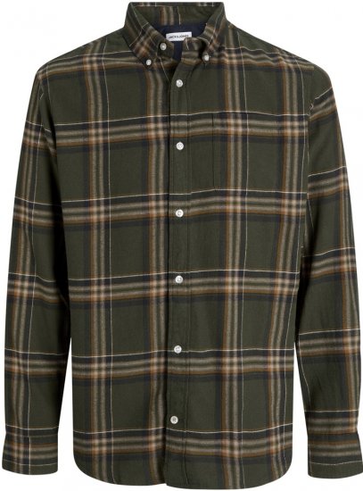Jack & Jones Classic Flannel Long Sleeve Shirt Green - Hemden - Overhemden Grote Maten Heren
