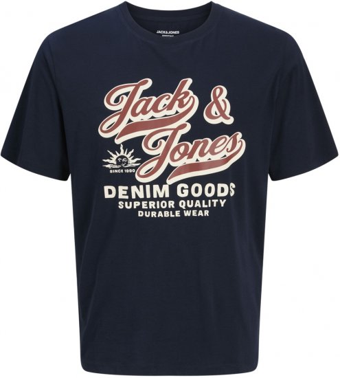 Jack & Jones Logo 2COL T-Shirt Blue - T-shirts - Grote Maten T-shirts Heren