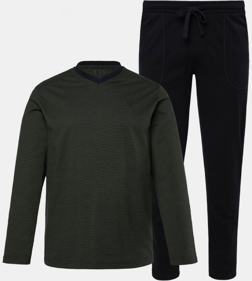JP1880 Pyjamas Two-piece Striped Dark Green - Ondergoed & zwem - Grote Maten Ondergoed Heren
