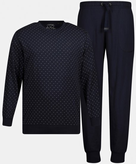 JP1880 Pyjamas Two-piece Long Sleeve and Long Trousers Navy - Ondergoed & zwem - Grote Maten Ondergoed Heren