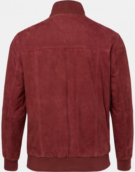 JP1880 Leather Jacket Suede with Stand-up Collar Red - Jassen - Grote Maten Herenjassen