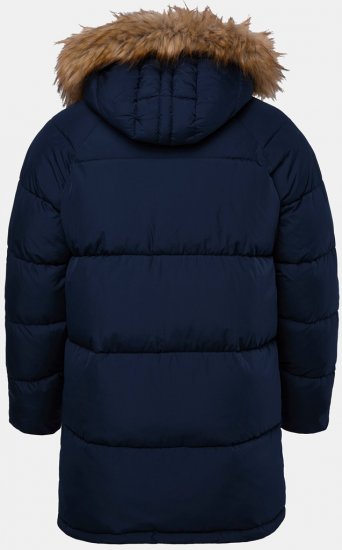 JP1880 Quilted Parka Lightweight and Warm with Faux Fur Hood Navy - Jassen - Grote Maten Herenjassen