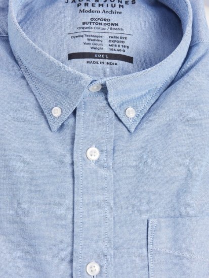 Jack & Jones Brook Oxford Shirt Long Sleeve Blue - Hemden - Overhemden Grote Maten Heren