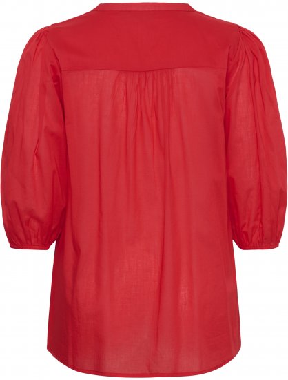 Kaffe Curve Karlia 3/4 Sleeve Blouse Red - Kaffe Curve - 