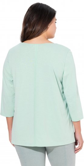 Ulla Popken Metallic Lettering 3/4 Sleeve Tee Mint Green - Bedrukte T-shirts voor dames - 