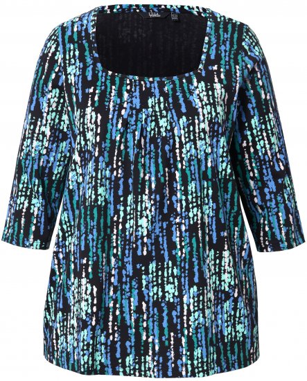 Ulla Popken Graphic Print Square Neck Tee Black - Bedrukte T-shirts voor dames - 