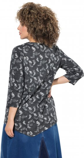 Ulla Popken Asymmetric Cowboy Boot Print Tee Black - Bedrukte T-shirts voor dames - 