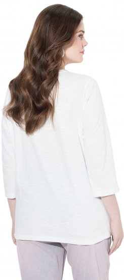 Ulla Popken Fashion Graphic T-Shirt Off-White - Bedrukte T-shirts voor dames - 