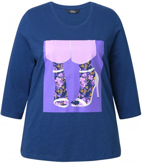 Ulla Popken Fashion Graphic T-Shirt Dark Blue - Bedrukte T-shirts voor dames - 
