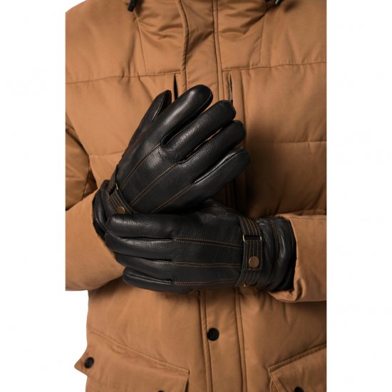 JP1880 Gloves Leather Warm Lining Black - Accessoires - 