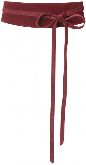 Ulla Popken Leather Tie Belt Dark Red - Damesriemen - 