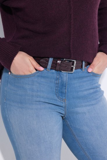 Ulla Popken Snake Embossed Belt Burgundy - Damesriemen - 