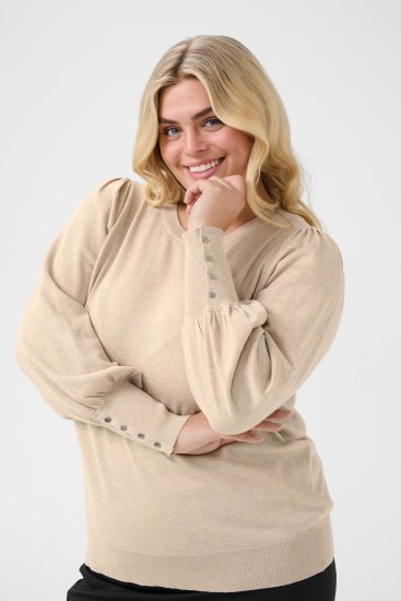 Kaffe Curve Lizzy Trui met lange mouw Beige - Truien & knitwear - 