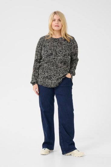 Kaffe Curve Mila Ami Blouse Zwart/Turtledove - Blouses & tunieken - 