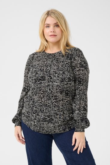 Kaffe Curve Mila Ami Blouse Zwart/Turtledove - Blouses & tunieken - 