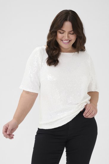 Kaffe Curve Mirana Sequin Blouse Chalk - Blouses - 