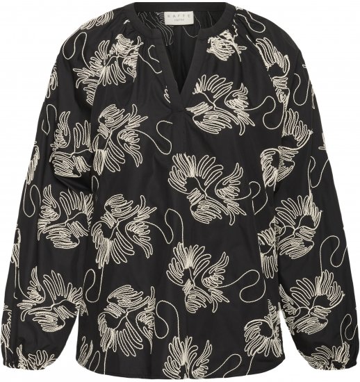 Kaffe Curve Kimmie Blouse Black Chalk Embroidery - Blouses - 