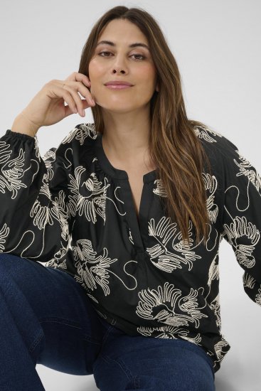 Kaffe Curve Kimmie Blouse Black Chalk Embroidery - Blouses - 