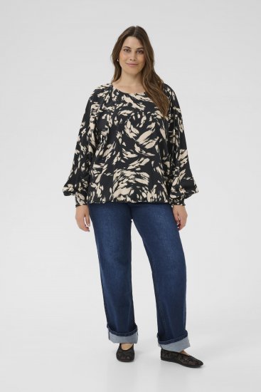 Kaffe Curve Olla Blouse met lange mouw Zwart - Blouses & tunieken - 