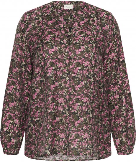 Kaffe Curve Belle Blouse Pink Black Graphic Flower - Blouses - 