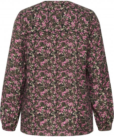 Kaffe Curve Belle Blouse Pink Black Graphic Flower - Blouses - 