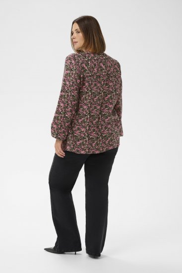 Kaffe Curve Belle Blouse Pink Black Graphic Flower - Blouses - 