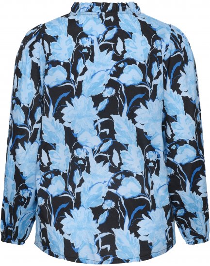 Kaffe Curve Sasja Blouse met lange mouw Blue Snake Flower - Blouses & tunieken - 