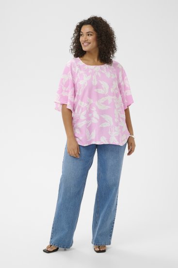 Kaffe Curve Marla Blouse Pink Frosting Chalk Leaf - Blouses - 