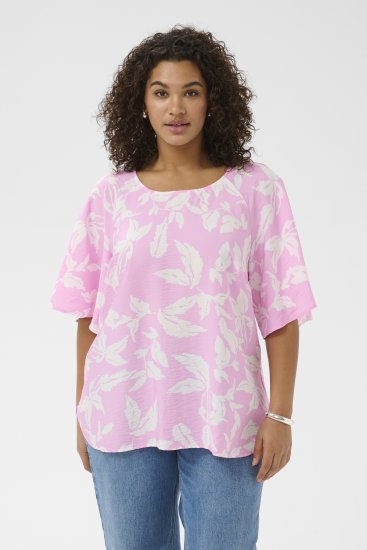 Kaffe Curve Marla Blouse Pink Frosting Chalk Leaf - Blouses - 
