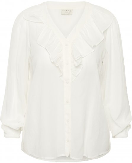 Kaffe Curve Lana Frill Blouse White - Blouses - 