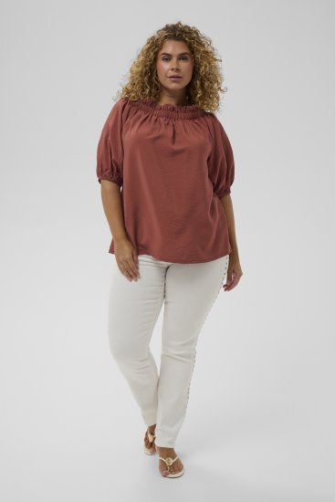 Kaffe Curve Neela Off-Shoulder Blouse Henna Brown - Blouses & tunieken - 