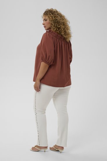 Kaffe Curve Neela Off-Shoulder Blouse Henna Brown - Blouses & tunieken - 