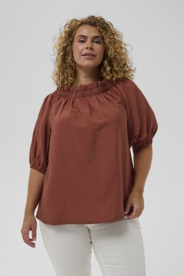 Kaffe Curve Neela Off-Shoulder Blouse Henna Brown - Blouses & tunieken - 