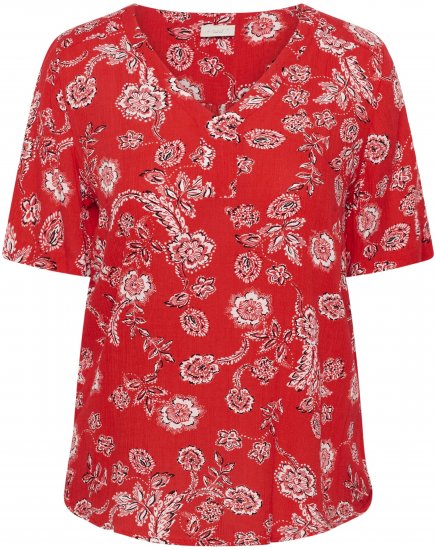 Kaffe Curve Ami Short Sleeve Blouse Printed Poppy Red - Blouses & tunieken - 