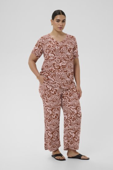 Kaffe Curve Ami Short Sleeve Blouse Printed Henna Brown - Blouses & tunieken - 