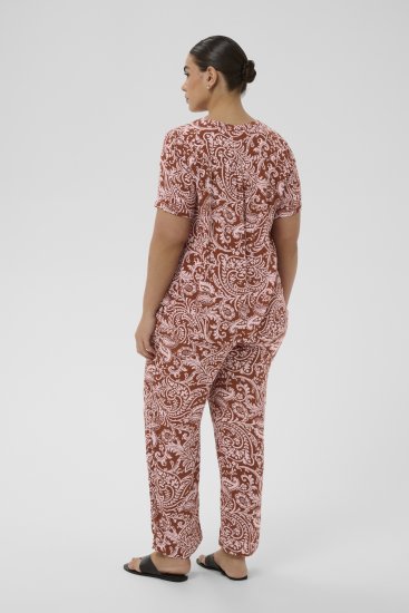 Kaffe Curve Ami Short Sleeve Blouse Printed Henna Brown - Blouses & tunieken - 