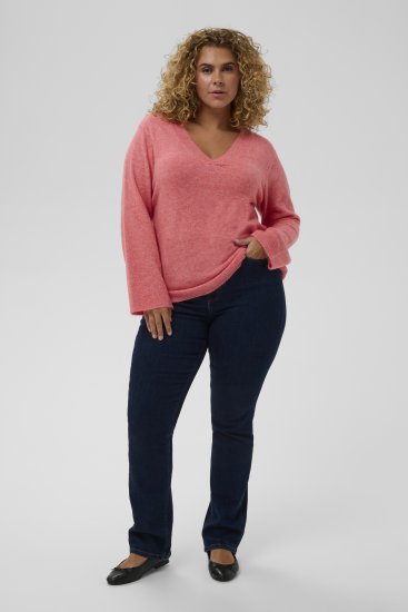 Kaffe Curve Jilanda V-Neck Pullover Red - Truien & knitwear - 