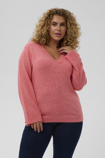 Kaffe Curve Jilanda V-Neck Pullover Red - Truien & knitwear - 