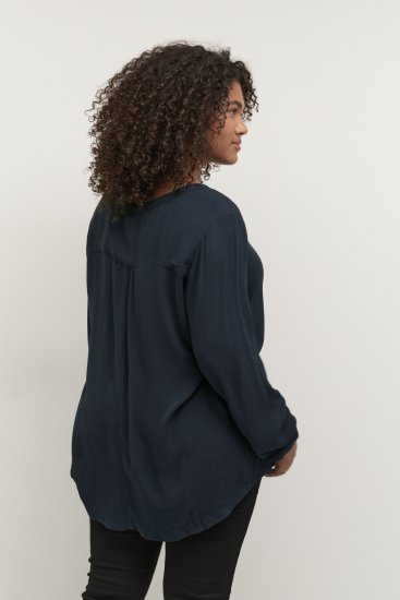 Kaffe Curve Ami Lange mouw Blouse Midnight marine - T-shirts - 