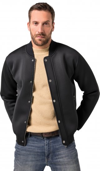 JP1880 College Jacket Scuba Fabric with Zipper Black - Jassen - Grote Maten Herenjassen