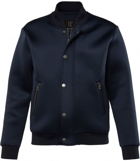 JP1880 College Jacket Scuba Fabric with Zipper Navy - Jassen - Grote Maten Herenjassen